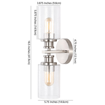 Jules Edison 16.5" Cylinder Iron/Seeded Glass Farmhouse Contemporary LED Wall Sconce